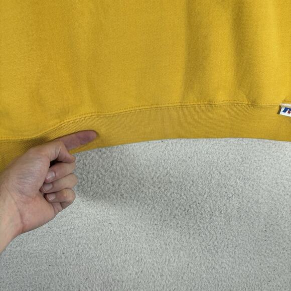 Vintage Russell Athletic Sweatshirt Mens 2XL XXL Yellow Blank Dri Power Y2K - Picture 13 of 14
